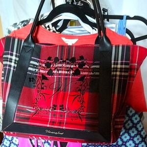 Victoria's Secret Red and Black Plaid Tote